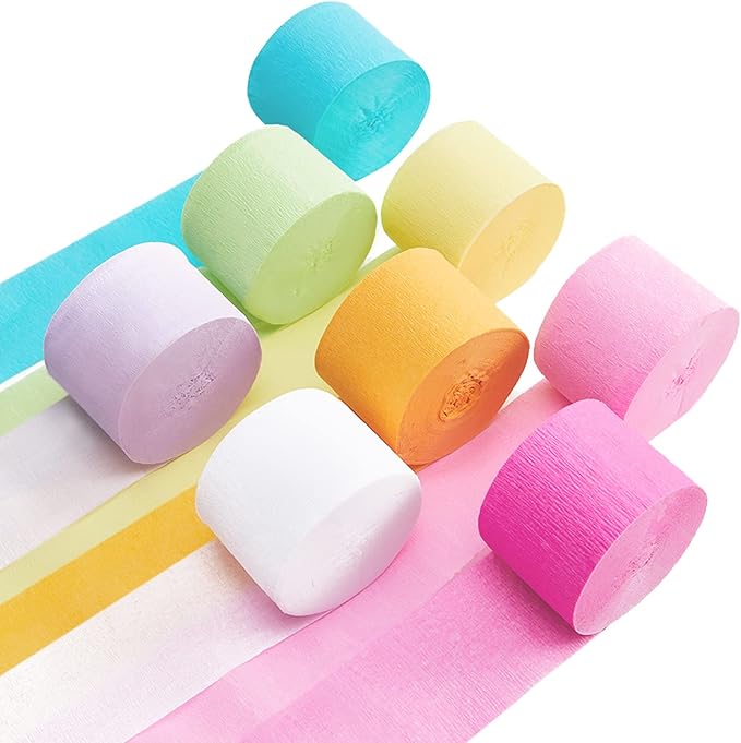 Pastel Birthday Party Decorations Pastel Crepe Paper Streamers 8 Rolls Pastel Color Party Streamers for Birthday Party Wedding Decorations