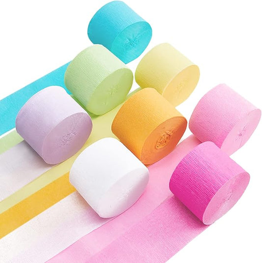 Pastel Birthday Party Decorations Pastel Crepe Paper Streamers 8 Rolls Pastel Color Party Streamers for Birthday Party Wedding Decorations