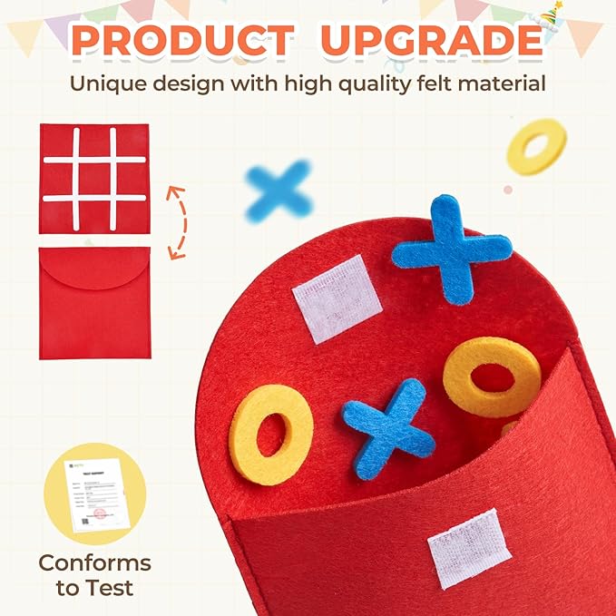JoyCat Tic Tac Toe Mini Board Game Toy for Kids and Family,Birthday Party Favors,Goody Bag,Fun Indoor Game Night Activity,Gifts for Students,Easy to Store(Bulk Pack of 12)