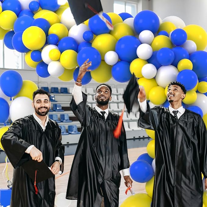 126PCS Blue Yellow White Balloon Arch Garland Kit - Royal Blue and Yellow Balloons White Balloon for Wedding Birthday Anniversary Bridal Shower Party Decorations