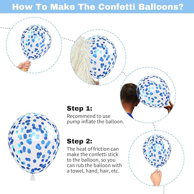 Blue and Gold Balloons, 60Pcs 12Inch Navy Pearl Party Balloons With Metallic Helium Balloon Confetti Latex Set for Boys Birthday Baby Shower Christening Decorations
