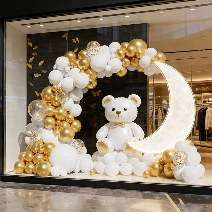 White and Gold Balloons Arch Kit, 131Pcs Gold Latex Balloons Different Size, Gold and White Balloons for Wedding, Engagements, Birthday, Bridal Shower, Anniversary