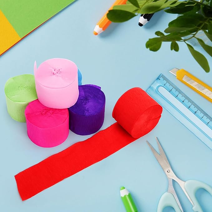 48 Rolls Crepe Paper Streamers, 3936 ft Bright Color Pastel Streamer, Crepe Paper Flower DIY Making Kit, Party Decoration for Baby Shower Wedding Birthday Gift Wrapping (1.8 Inch x 82 ft/Roll)