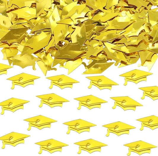 ONLYKXY 15gram Glitter Table Confetti Decor Scatter Bless Confetti Grad Party Decor for Congrats College Graduation Birthday Wedding Party Chocolate Favor Envelope Decal (Gold Graduation Cap)