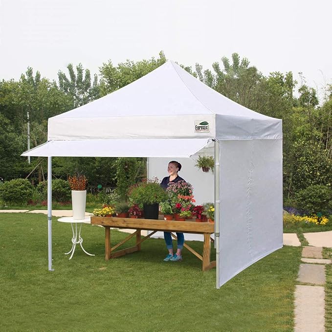 Eurmax USA 10x10 Pop Up Canopy,Commercial Tent with Patented No-Tip Rolling Bag,30sqft Extension Awning & 4 Zippered Removable Walls,UV & Water Resistant,Heavy Duty Instant Shelter Gazebo,Blue