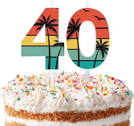Conelist 40th Birthday Candles for Cake Vintage 1986 Cake Topper Retro 40th Happy Birthday Party Decorations for Men Women 1986, 2 Pack Number 40 Candle for 40 Years Wedding Anniversary Party Supplies
