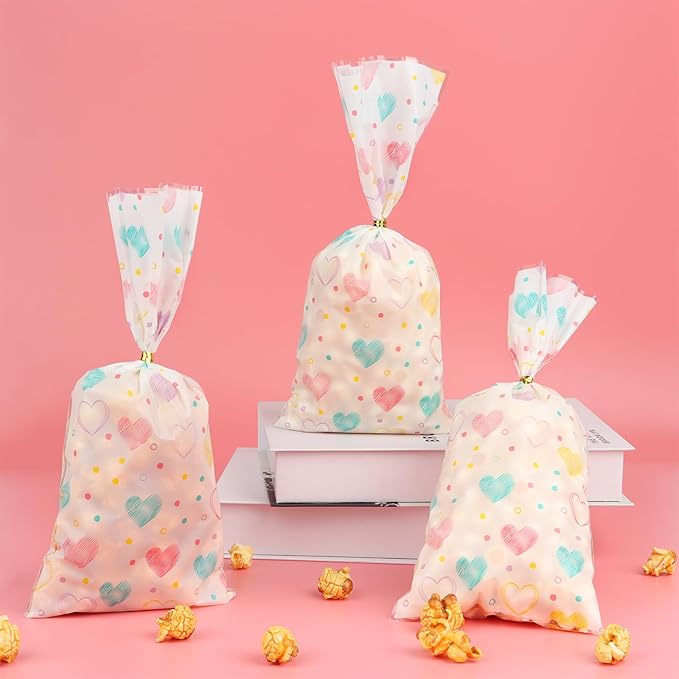 iNINGER Love Cellophane Bags,50 Pcs DIY Biscuit Cookie Decoration,Valentine's day Candy for Wedding,Festival activities and Baby Shower Birthday Decoration