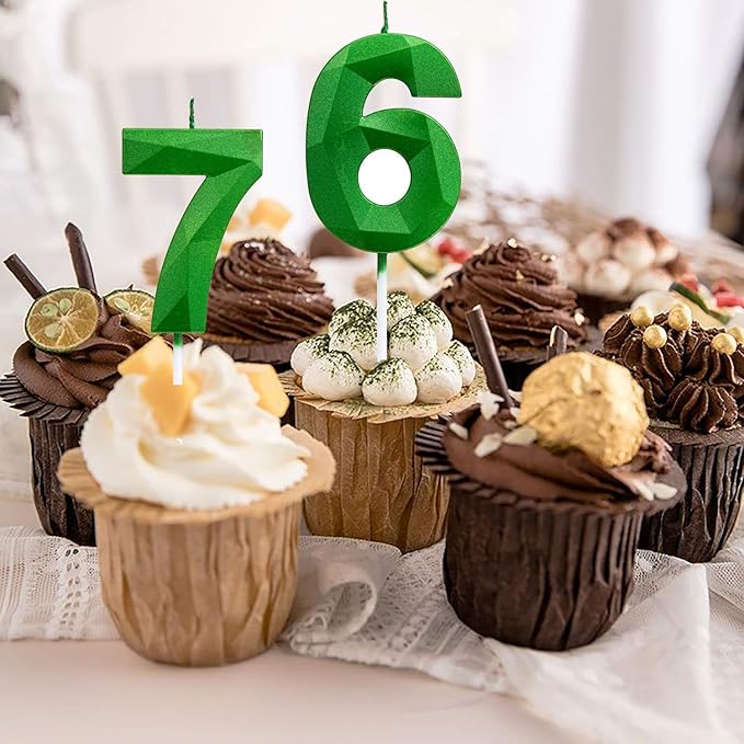 Green Happy Birthday Cake Candles,Wedding Cake Number Candles,3D Design Cake Topper Decoration for Party (Green Number 4)