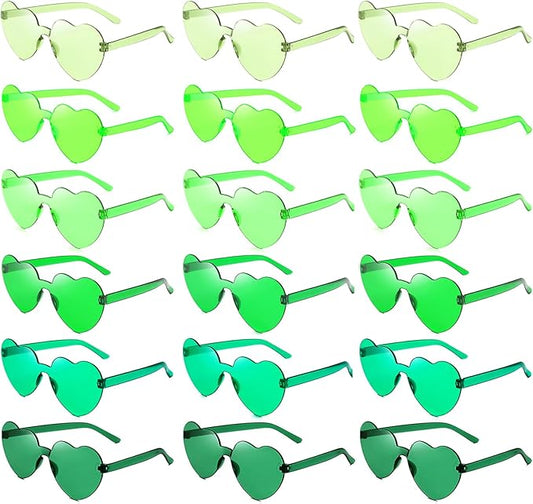 SUNOVELTIES 18 Heart Shape Rimless Sunglasses Transparent Candy Color Party Glasses Colored Eyewear for Women
