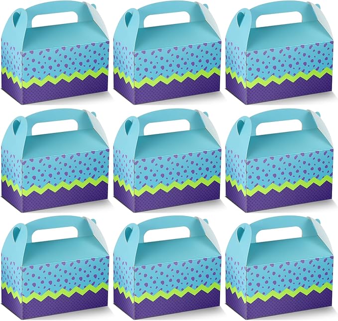 Marspark 24 Pack Monster Themed Cartoon Birthday Party Supplies, Paper Gift Boxes, Cartoon Candy Treat Boxes for Birthday Party Decorations(Purple Pattern)