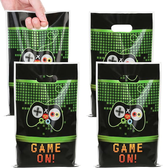 PintreeLand 40PCS Video Games Party Favor Bags, Game On Plastic Goodie Candy Treat Loot Gifts Bags for Video Game Themed Birthday Party Supplies Decoration