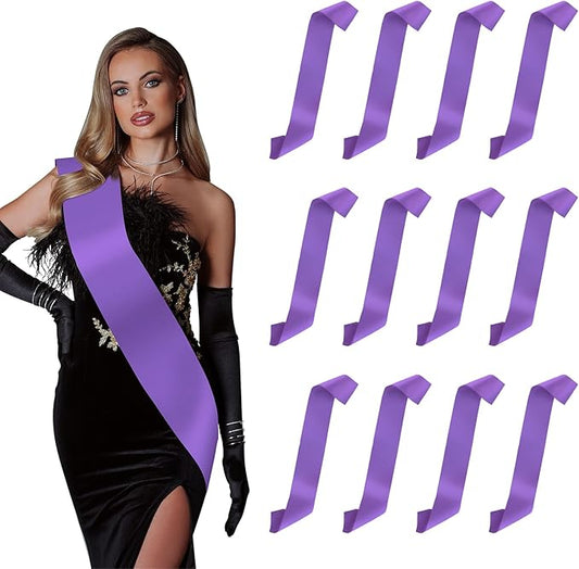 12pcs Purple Sash for Women Bride Sash for Wedding Party Decor