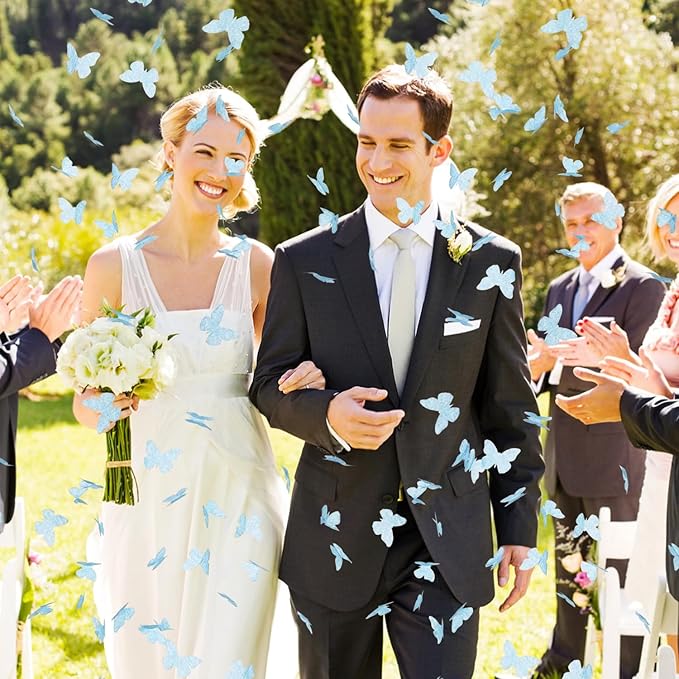 Confetti Cannon Butterfly Confetti Poppers 6 Pack Party Poppers 12 inch Blue Confetti Shooters Butterfly Sticks for Wedding Birthday Graduation Anniversary Bridal Shower Valentines Christmas New Year