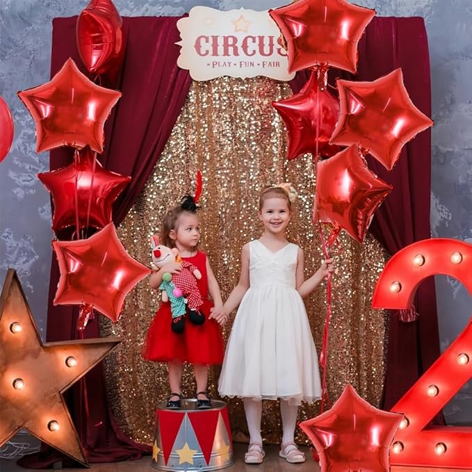 TONIFUL 30Pcs 18 Inch Large Red Star Shape Foil Balloons Big Red Stars Helium Mylar Ballons for Birthday Wedding Baby Shower Anniversary Engagement Party Decorations Supplies