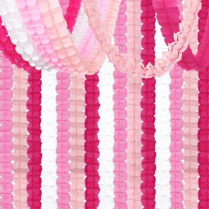 Rose-Red Pink-White Party-Decorations Streamers Garland - 157Ft Four-Leaf Clover Hanging Banner,Wedding Girl Birthday Baby Bridal Shower Engagement Bachelorette Decor Hugtmr