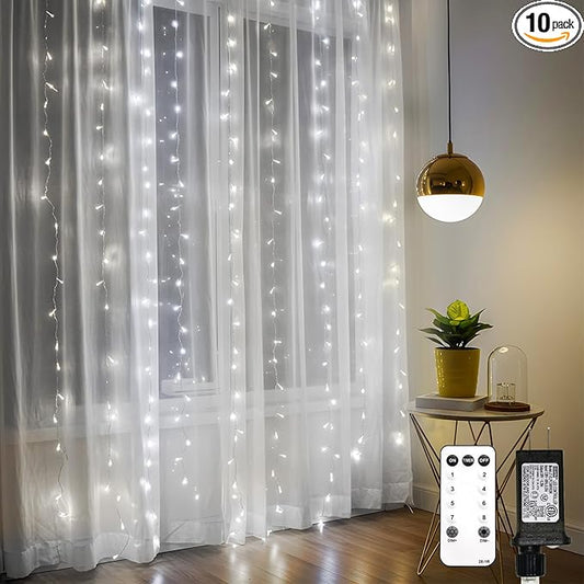 suddus Curtain Lights Outdoor, String Lights for Bedroom, Window, Wall, Wedding, Party White 300 LED
