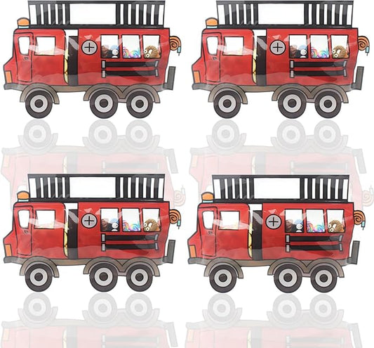 30 Pack Goodie Bags - Cartoon Firetruck Car Candy Treat Bags with Handle - Resealable, Small Plastic Ziplock Seal Gift Candy Bags for Party Favor, Birthday Bags