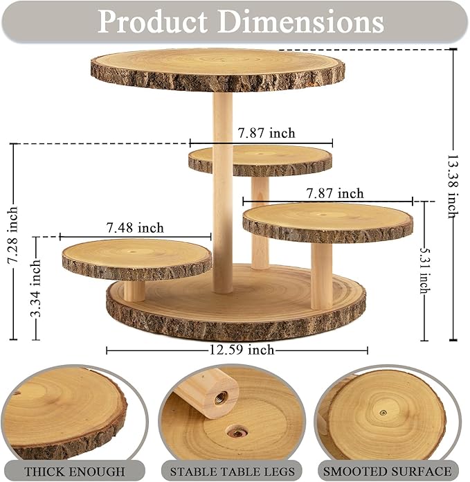 Rustic 4-Tier Wooden Cupcake Stand for 50 Cupcakes - Elegant Dessert Display for Parties, Weddings, Birthdays & More