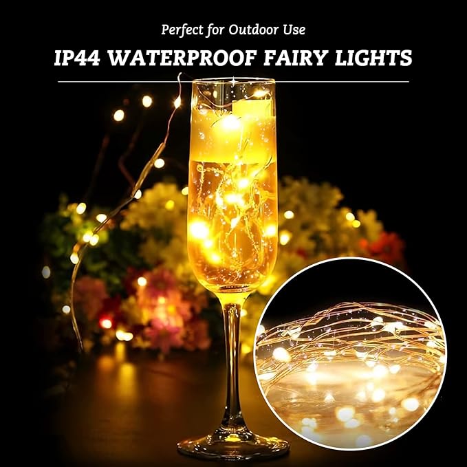 12 Pack Fairy Lights Battery Operated String Lights，7FT 20LED Waterproof Silver Wire Christmas Lights Outdoor,Firefly Mini Lights for Bedroom Party Birthday Wedding Indoor Decorations.