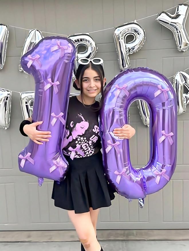 12 Balloon Numbers, Purple 40 Inch Large Number Balloons Birthday Gift for 12 21 Years Old, Maylar Balloon Decorations for Wedding Engagement Graduations Memorial Day's