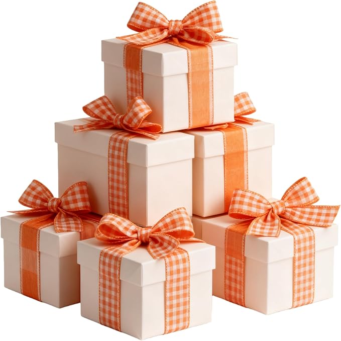 Meseey 4 Inch Fall Burlap Wired Ribbon Set, 4 Rolls Total 20 Yards Natural Burlap & Orange/Green/Red White Buffalo Plaid Ribbons for Large Wreaths, Big Bows, Gift Wrapping