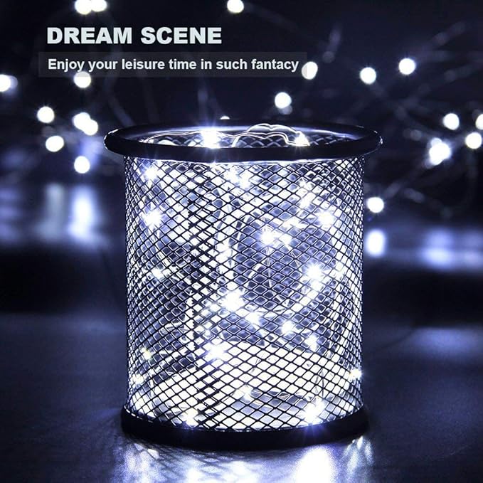 CYLAPEX 24 Pack Fairy Lights Battery Operated 7ft 20 LED Mini String Lights Silver Wire Firefly Starry Moon Lights for Wedding Mason Jars Party Christmas Centerpiece Table Decorations, Cool White