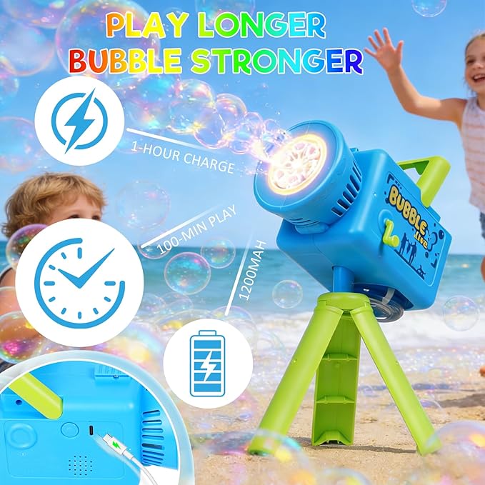 Cute Upgraded Camera Bubble Machine 360° Rotatable Handheld Rechargeable Bubble Blower, Blower with Music & Lights, Bubble Machine Solution, Kids Bubble Toy for Parties, Wedding & Toddlers Play