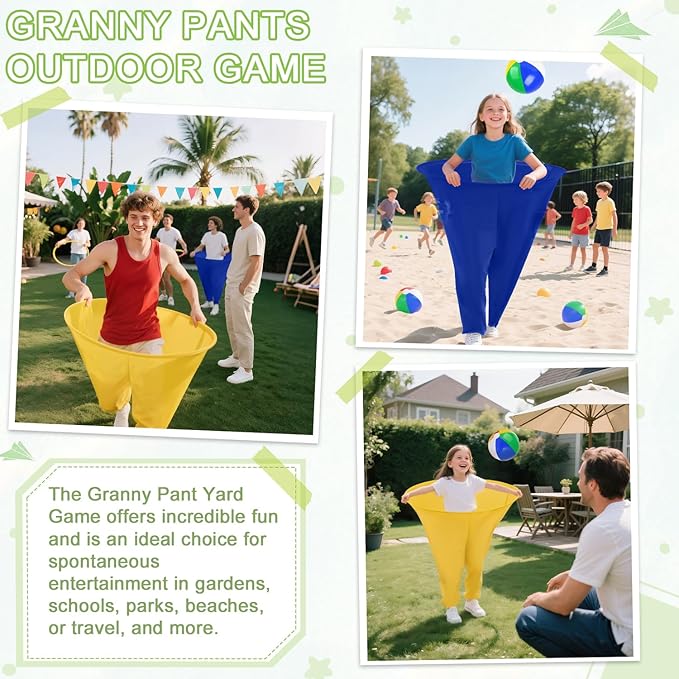 Granny Pants Yard Game Freaky Party Games Pants with Bouncy Balls and Air Pump Oversized Granny Pants Outdoor Game for Adults and Family Interactive Throwing Game for Group Gatherings