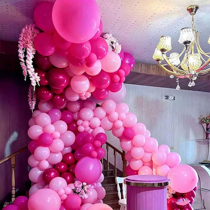 YMSZ Pink Balloon Garland Arch Kit, Hot Pink Balloons Metallic Balloon for Birthday,Princess, Wedding, Baby Shower, Valentine's Day Party Decorations