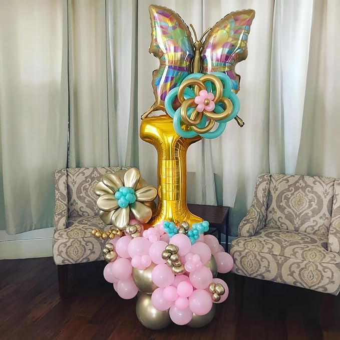 Gold Letter Balloons, 40 Inch Alphabet Name Mylar Self Inflating Custom I Decor, Large Helium Foil for Men Women Birthday Party Decorations Supplies