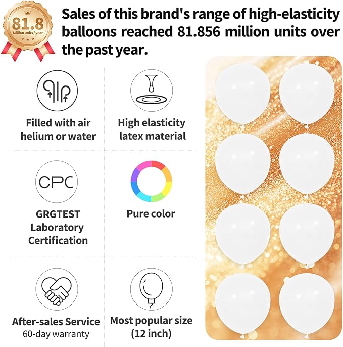 110pcs White Balloons 12 inch, White Latex Balloons Globos Blancos for Wedding Engagement Bridal Shower Birthday Party Decorations. (with 2 Ribbons).