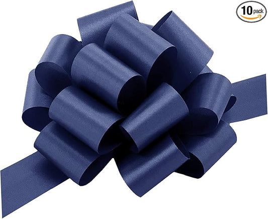 Navy Blue Decorative Gift Pull Bows - 5" Wide, Set of 10, Christmas Wrapping for Presents, Police Support, Law Enforcement Appreciation, Thin Blue Line, Wreath, Garland, Gift Basket, Decor