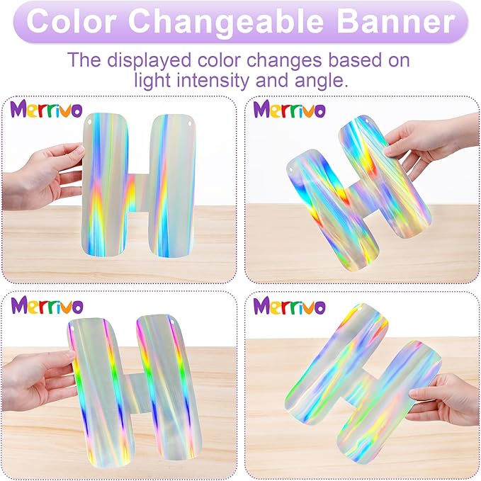 Iridescent In My Birthday Era Banner, Pre-Strung Fun Birthday Decorations supplies, Vibrant Cute Party Sign with Aurora, Rainbow & flames Effects