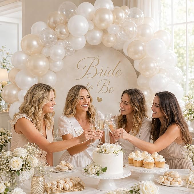 Pearl Balloons, 60Pcs Pearl White Balloons, 12 Inch Latex Double Stuff Pearl White Balloons for Wedding Bridal Shower Baby Shower Wedding Anniversary Engagement Neutral Birthday Party Decorations