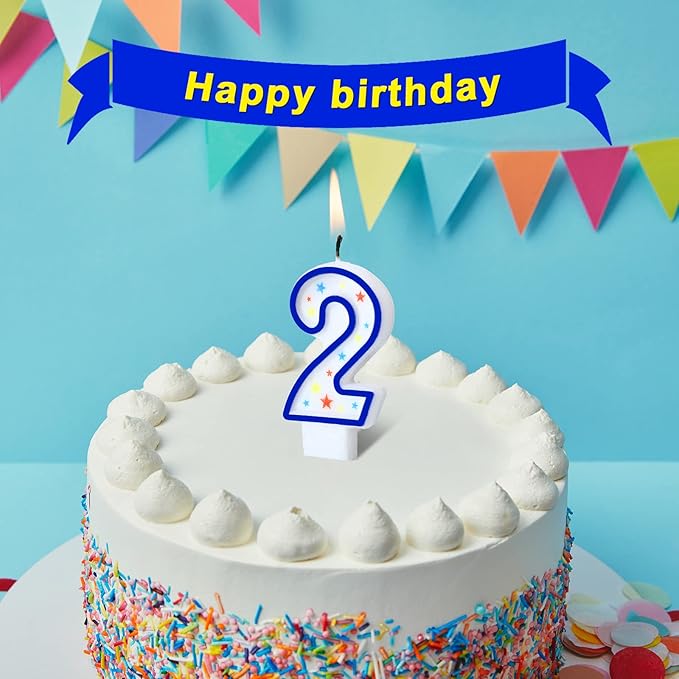 Nuanchu 10 Pcs Number Birthday Candles for Cakes, Polka Dot Colorful 0-9 Numeric Candles for Birthday Cake Decoration, Numeral Topper Decor for Wedding Anniversary Reunions Party Celebrations(Blue)