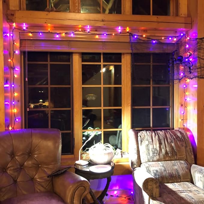 Dazzle Bright Halloween Fairy String Lights, 20FT 60 LED Copper Wire Battery Operated Waterproof Lights, Halloween Decorations for Indoor Home Outdoor Patio Yard Party Decor (Purple and Orange)