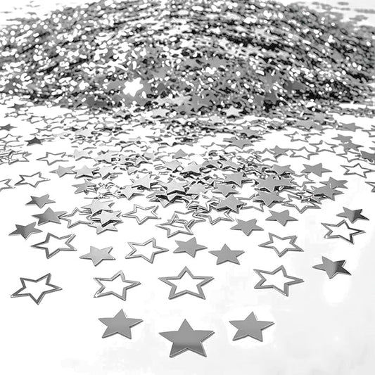 Confetti Star Confetti Party Scatter for Birthday Wedding Anniversary Party Decoration Supplies.(Star 2 Size Silver)