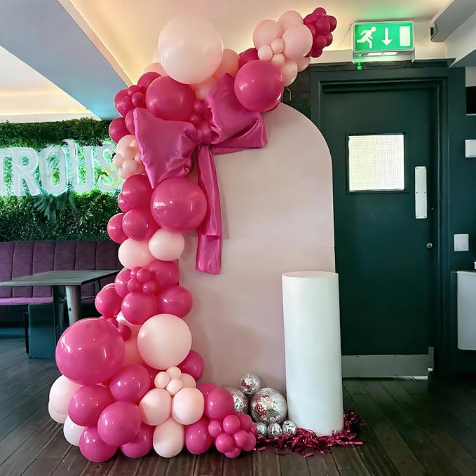Lukiituke Pink Balloon Arch Kit,134pcs Hot Pink Party Balloons, 4 Size Light Pink Balloons for Baby Shower,Birthday,Wedding Decorations