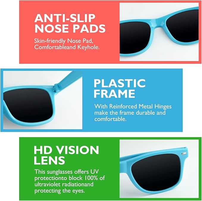 20 Pack Neon Sunglasses Party Favors for Birthday Party Summer Beach Pool Party Supplies