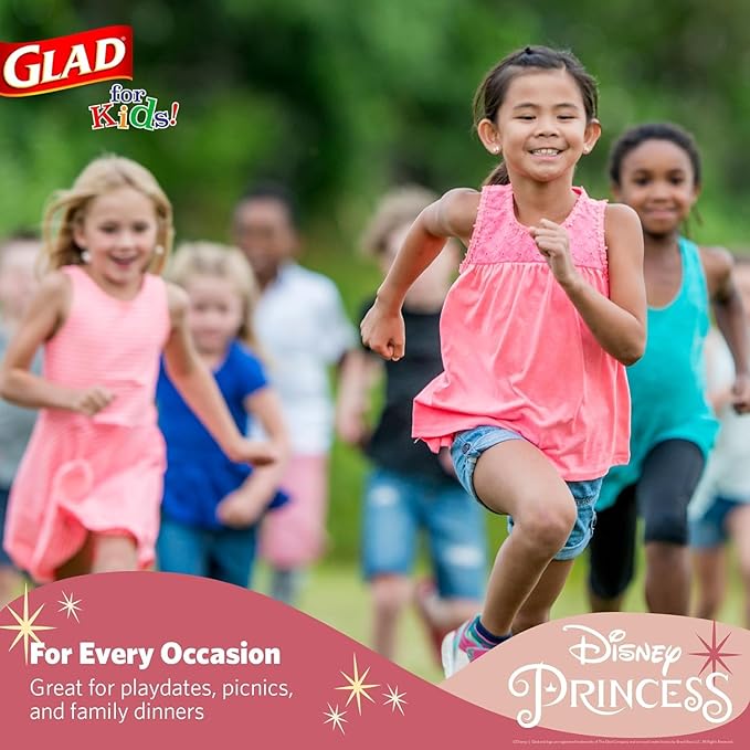 Glad for Kids Disney Princess Disposable Paper Cups for Bathroom Use and Parties, Heavy Duty Soak Proof Paper Cups for Kids, Colorful Princess Designs, 9 Ounce, 24 Count - 10 Pack
