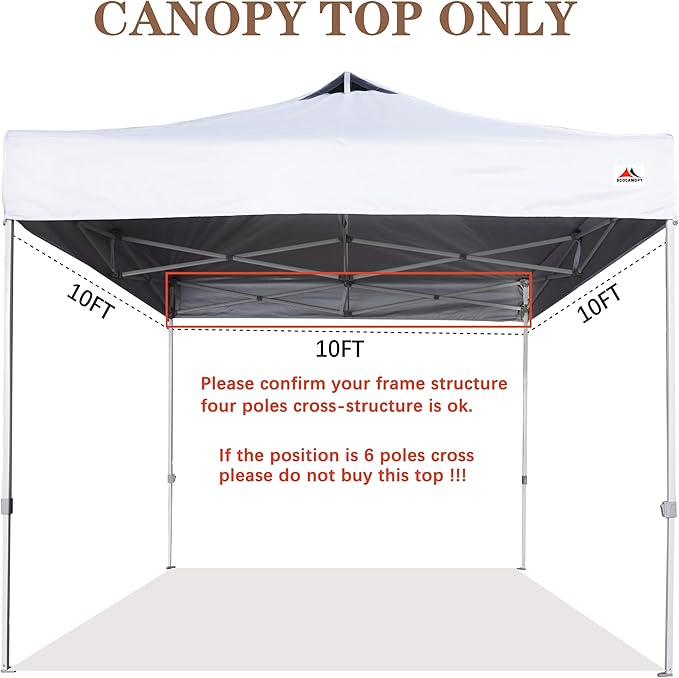 SCOCANOPY Commercial 10x10 Pop Up Canopy Replacement Cover Top with Air Vent,Canopy Cover ONLY, (White)