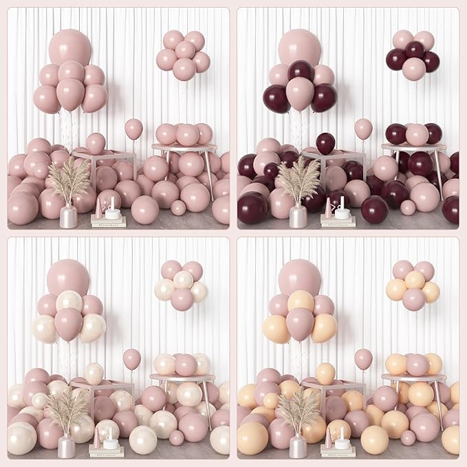 Amandir 153pcs Dusty Pink Balloons Arch Garland Kit Different Sizes 18 12 10 5 Inch Rose Boho Blush Lilac Pink Latex Balloon Mother Princess Birthday Wedding Anniversary Bachelorette Party Decorations