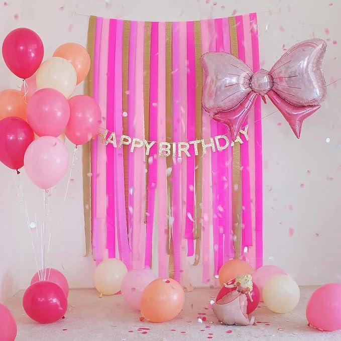PIGETALE Crepe Paper Streamers 4 Rolls 328ft, Pack of Red Crepe Paper for Party Decorations Wedding Graduation Carnival Casino Theme Birthday Anniversary Engagement Bachelorette Bridal Shower Decor