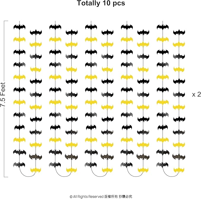 Cheerland Bat Birthday Decorations Black and Yellow Super Hero Birthday Party Supplies Bat Themed Streamers Photo Backdrop Hanging Paper Comic Book Superhero Garland Kids Party Supplies Decor 10 Pcs