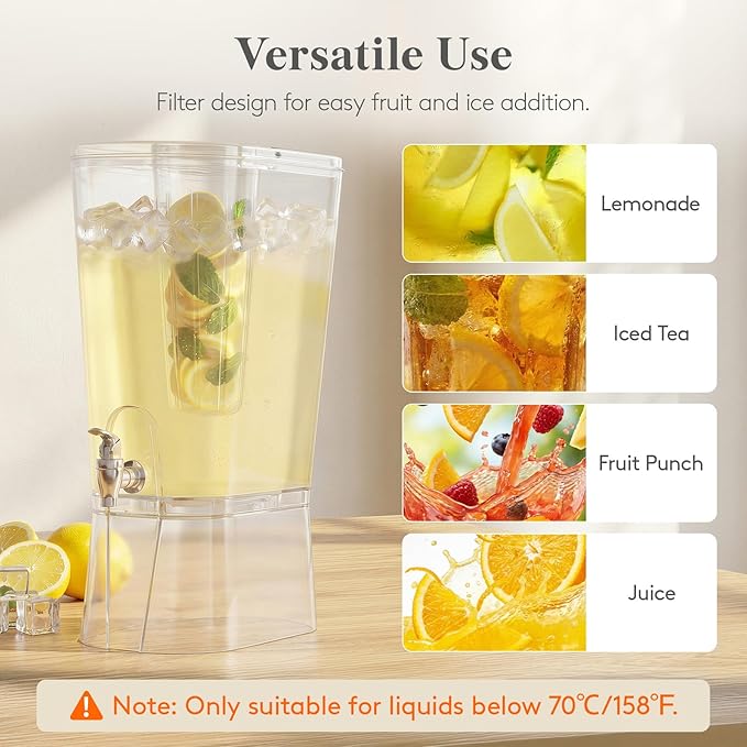 Lifewit 3 Gallon Drink Dispenser for Parties 2 Pcs, Large Plastic Beverage Container for Juice/Tea/Soda with Stand & Ice Core, Clear Lemonade Dispenser with Spigot, BPA Free Water Pitcher for Hosting