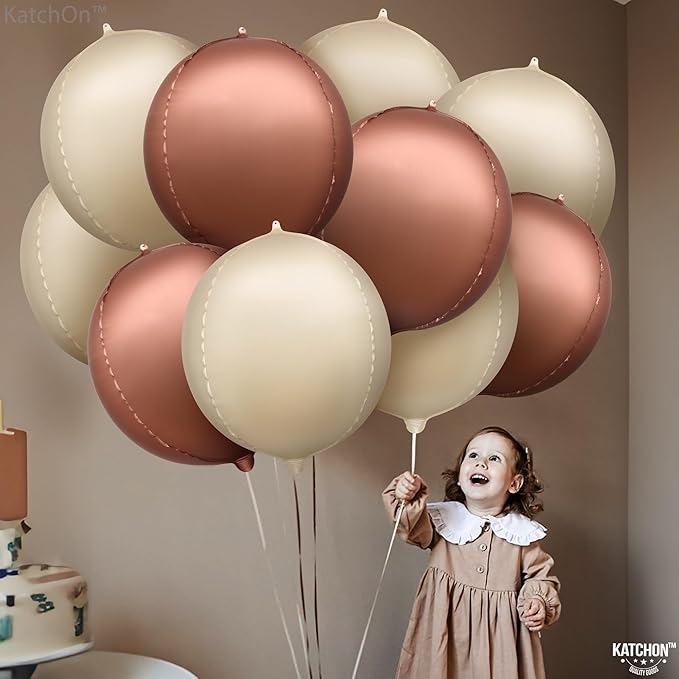 KatchOn, Brown and Cream Balloons Set - 22 Inch, Pack of 12 | Bobo Balloon Brown for Brown Birthday Decorations | Brown Foil Balloons, Boho Decorations for Party | Boho Party Decorations