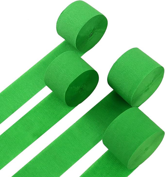 4 Rolls Crepe Paper Green Streamers – Perfect for Streamers Party Decorations, Wedding, Birthday, Colored Decor, and DIY Craft Supplies(1.8 Inch x 82 Ft/Roll)