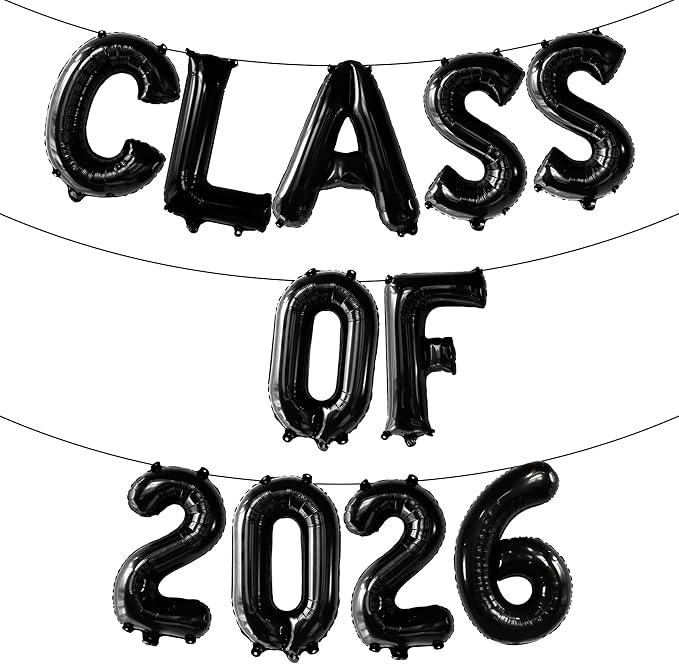 KatchOn, Black Class of 2026 Balloons - 16 Inch | Graduation Balloons Banners | Black Graduation Decorations 2026 | Class of 2026 Banner for Class of 2026 Decorations, Graduation Party Decorations