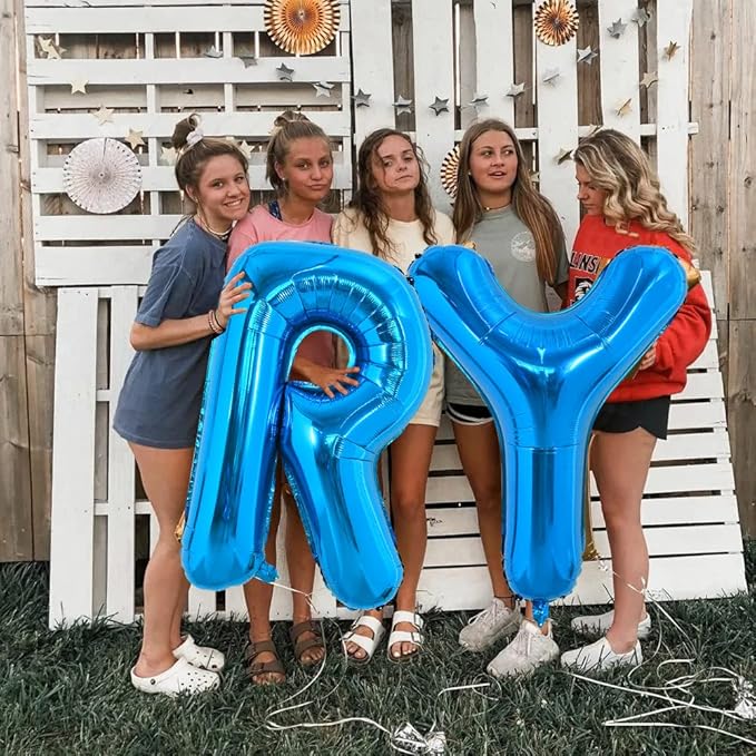 TONIFUL 40 Inch Large Blue Letter R Balloons Giant Foil Mylar Alphabet Letter Balloons for 2026 Graduation Birthday Party Anniversary New Year Graduation Supplies Decorations