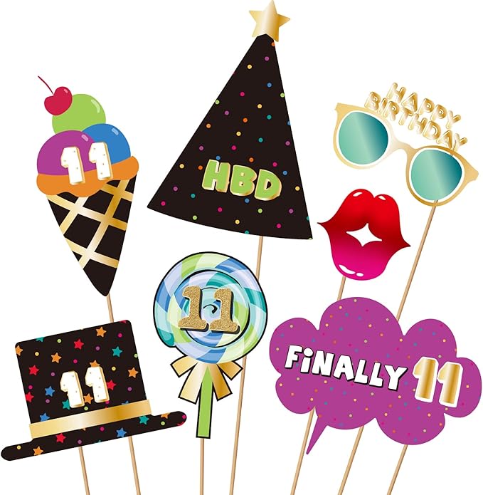 BRT Bearingshui 11th Photo Booth Props, Birthday Party Accessories, Signs, Decorations & Favors
